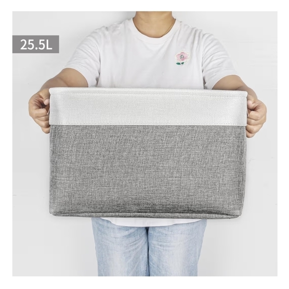 2 Large Fabric Storage Baskets | 25.5L Storage Bins, Linen Closet Baskets - Picture 4 of 10